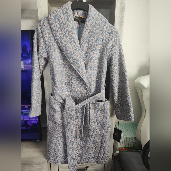kathy ireland Women's Shawl Collar Robe Coat Blue/Pink